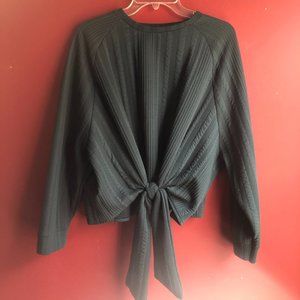 Zara Basic Crew Neck Front Tie Bow Top